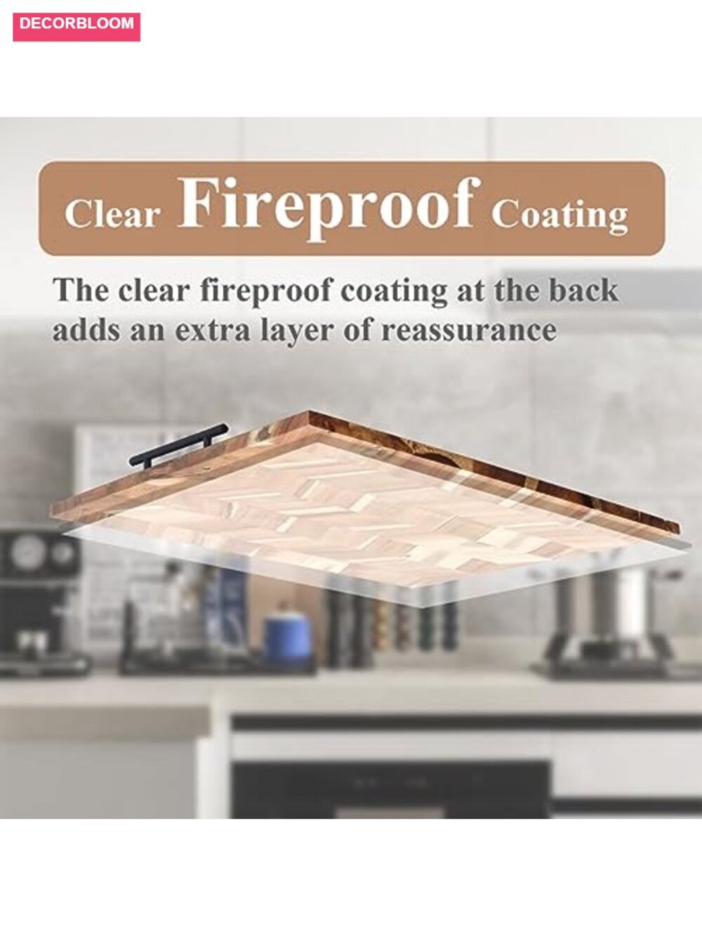 Acacia Wood Stove Top Cover with Handles, Multipurpose Kitchen Counter - Picture 5 of 6